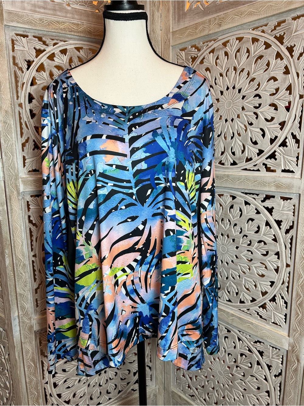 Reel Legends Multicolor Scoop-Neck Long Sleeve Top